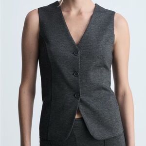 Mango Gray Sleeveless Button-Up Vest